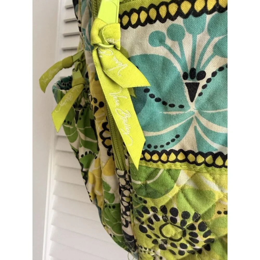 Vera Bradley Retired Floral Quilted Backpack – Green/Blue